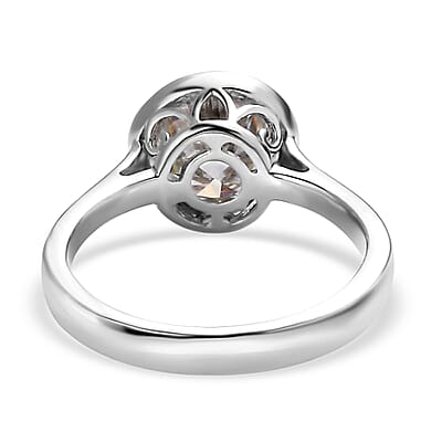 Moissanite Solitaire Ring in Platinum Over Sterling Silver (Size 10.0) 2.00 ctw
