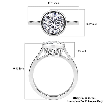 Moissanite Solitaire Ring in Platinum Over Sterling Silver (Size 10.0) 2.00 ctw