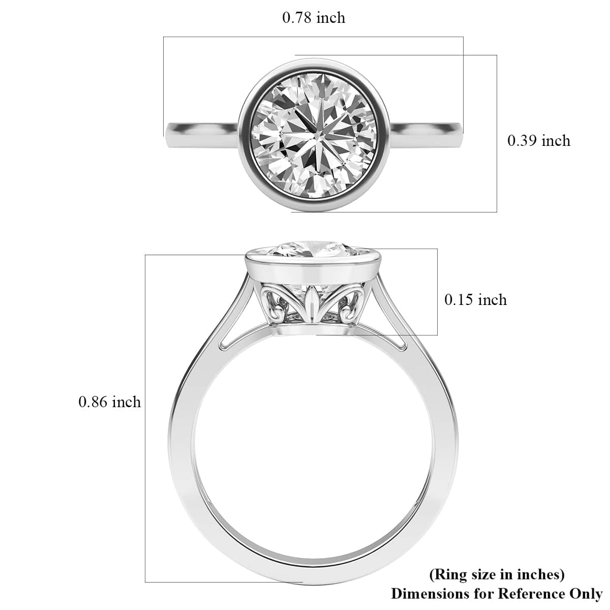 Mother’s Day Gift Moissanite Solitaire Ring in Platinum Over Sterling Silver (Size 10.0) 2.00 ctw image number 6