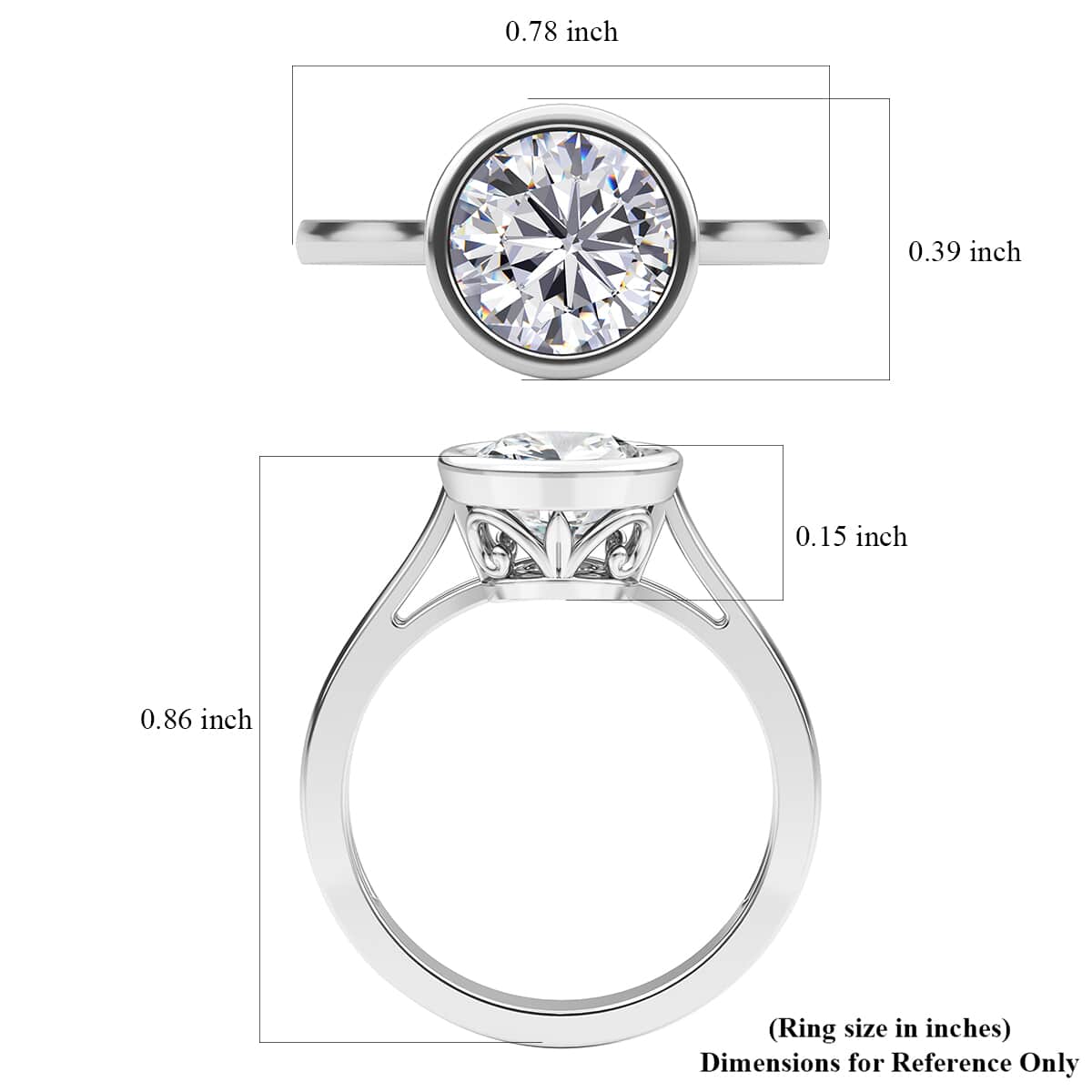 Moissanite Solitaire Ring in Platinum Over Sterling Silver (Size 7.0) 2.00 ctw image number 6