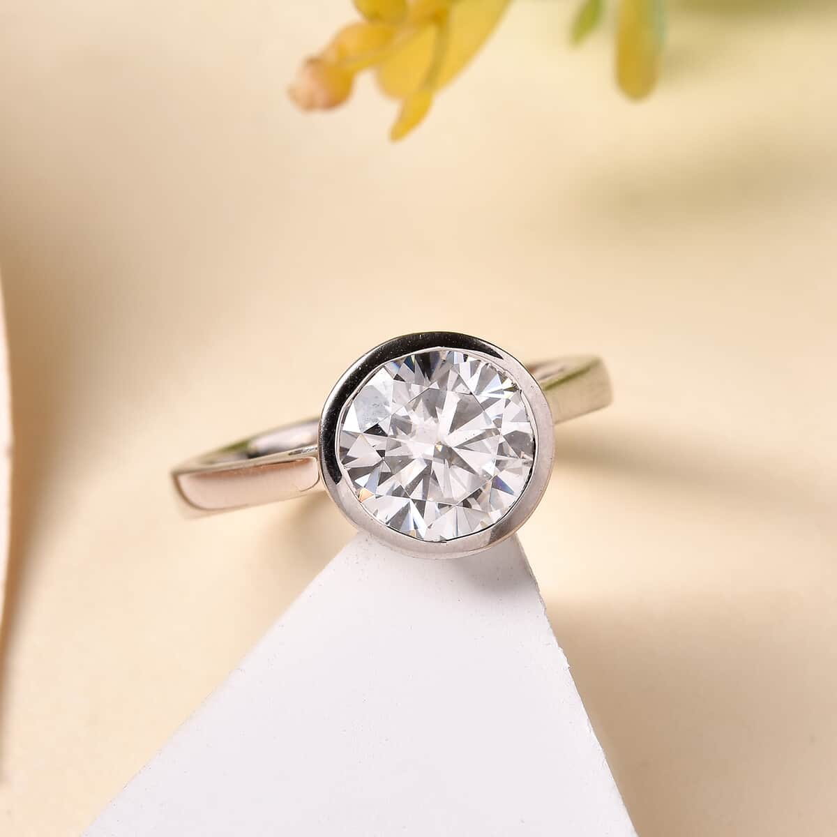 Moissanite Solitaire Ring in Platinum Over Sterling Silver (Size 9.0) 2.00 ctw image number 1