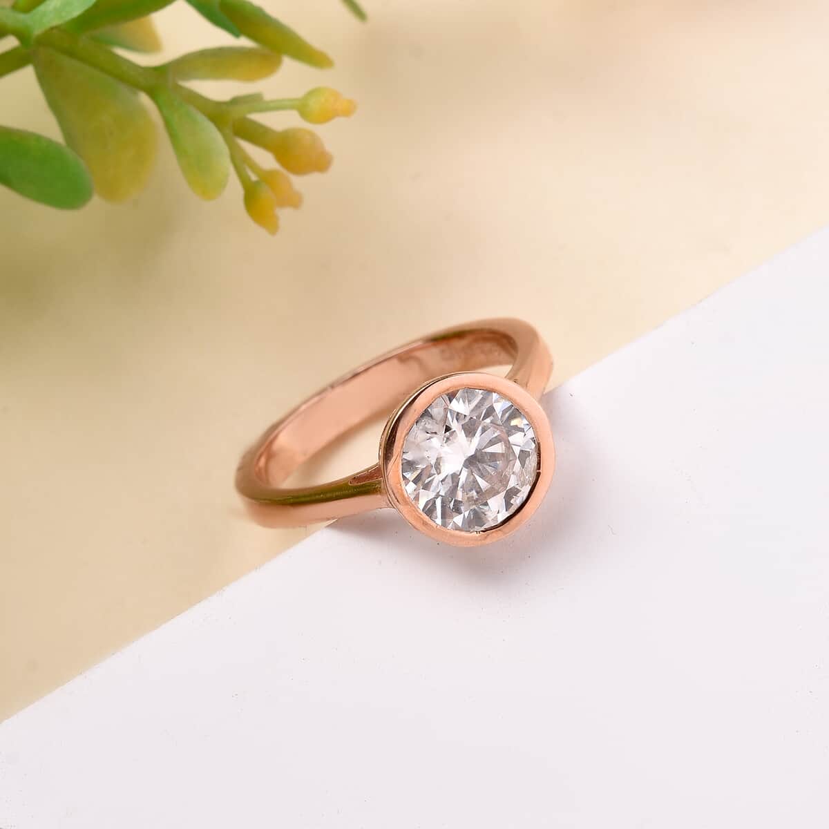 Moissanite Solitaire Ring in Vermeil Rose Gold Over Sterling Silver (Size 10.0) 2.00 ctw image number 1