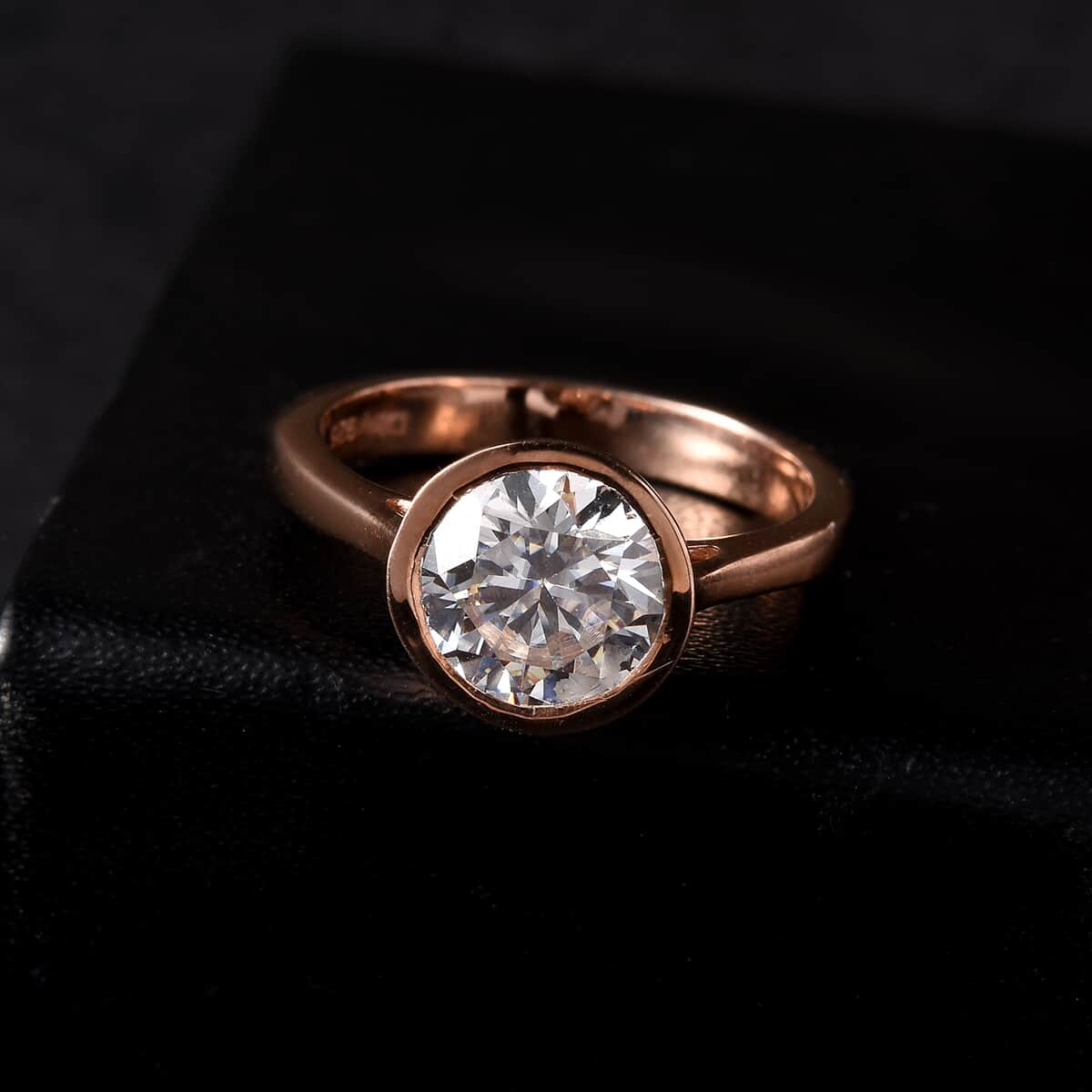 Moissanite Solitaire Ring in Vermeil Rose Gold Over Sterling Silver (Size 10.0) 2.00 ctw image number 2