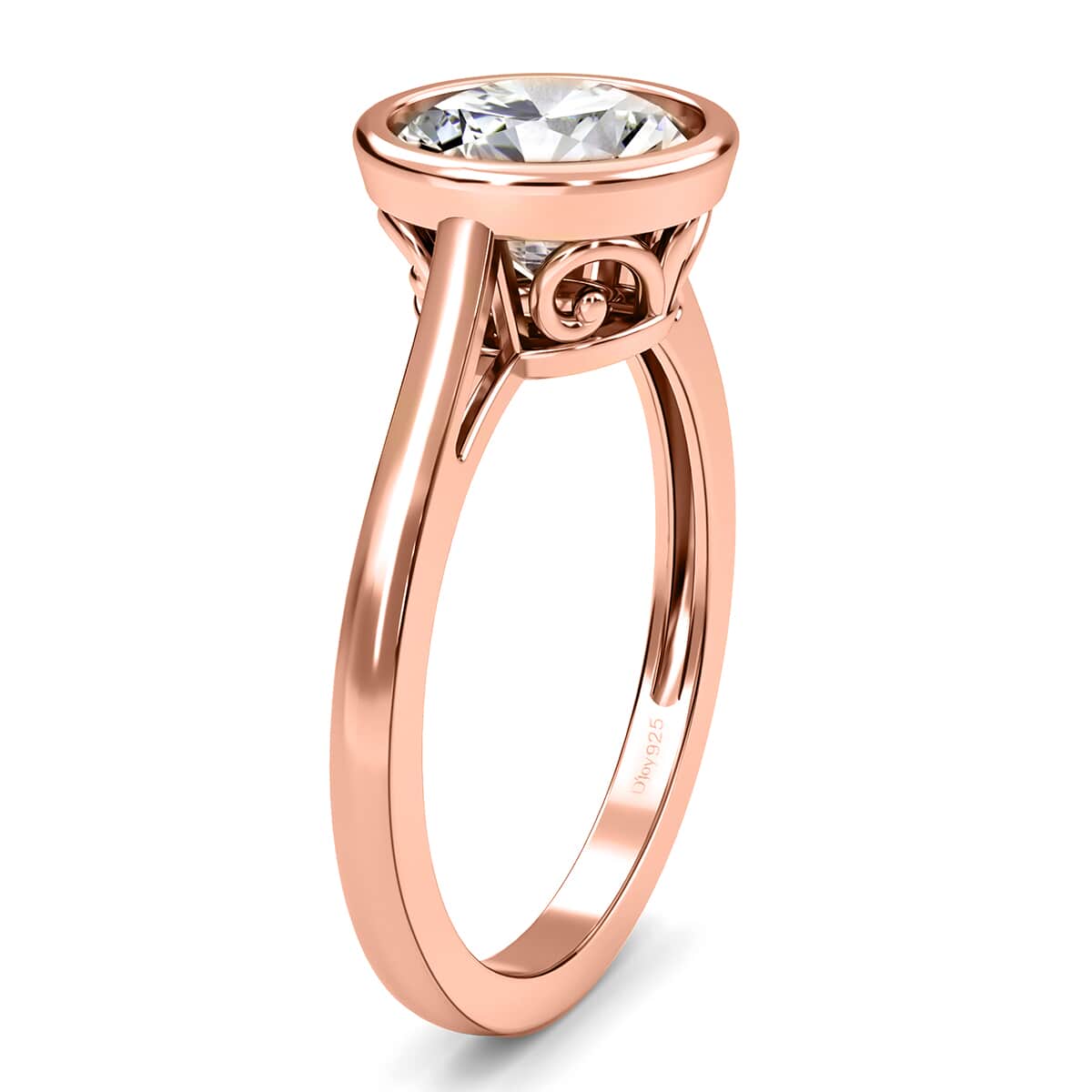 Moissanite Solitaire Ring in Vermeil Rose Gold Over Sterling Silver (Size 6.0) 2.00 ctw image number 4
