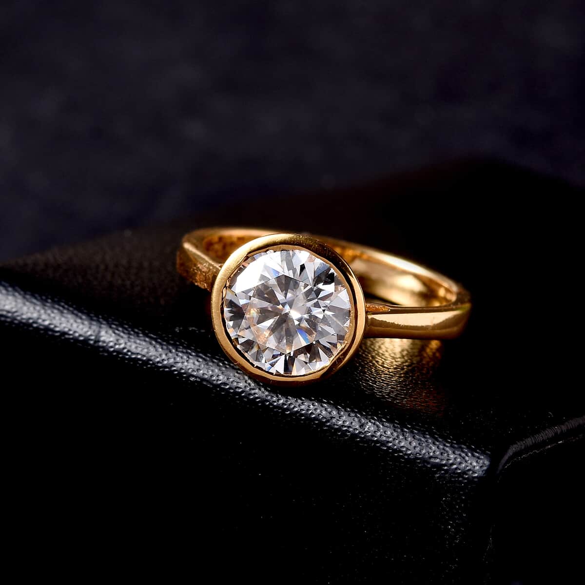 Moissanite Solitaire Ring in Vermeil Yellow Gold Over Sterling Silver (Size 10.0) 2.00 ctw image number 2