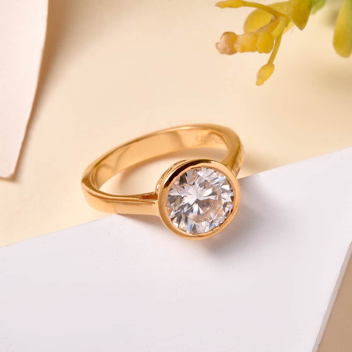 Moissanite Solitaire Ring in Vermeil Yellow Gold Over Sterling Silver (Size 8.0) 2.00 ctw image number 1