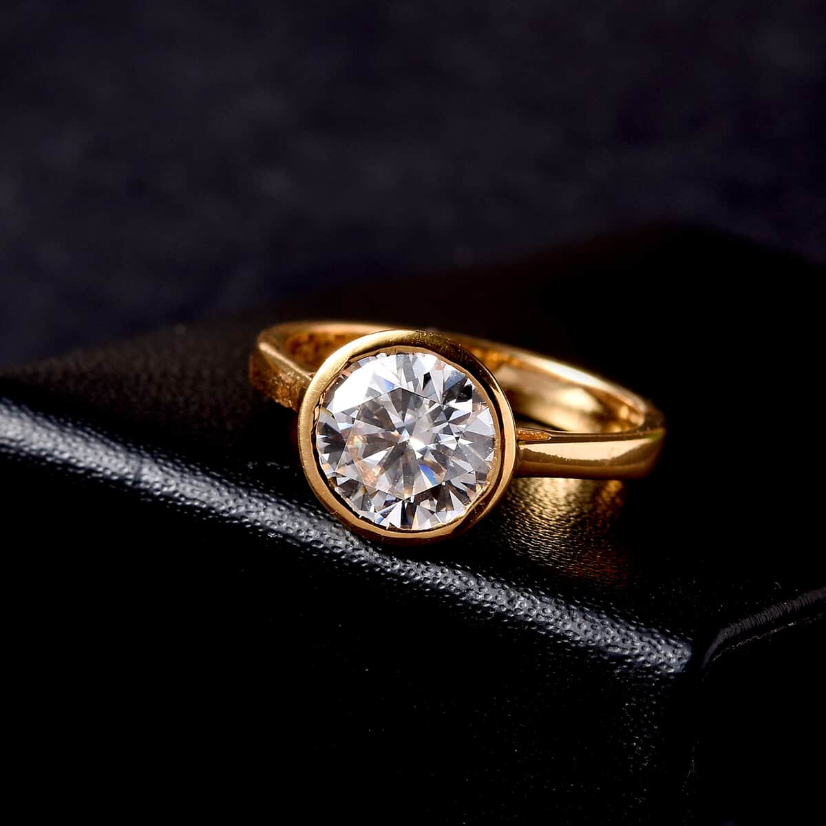 Moissanite Solitaire Ring in Vermeil Yellow Gold Over Sterling Silver (Size 8.0) 2.00 ctw image number 2