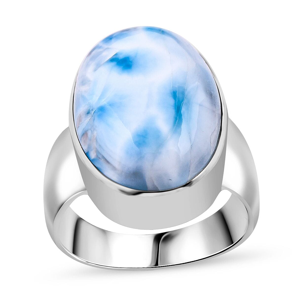 Larimar 21.03 ctw Ring in Sterling Silver (Size 11.5)