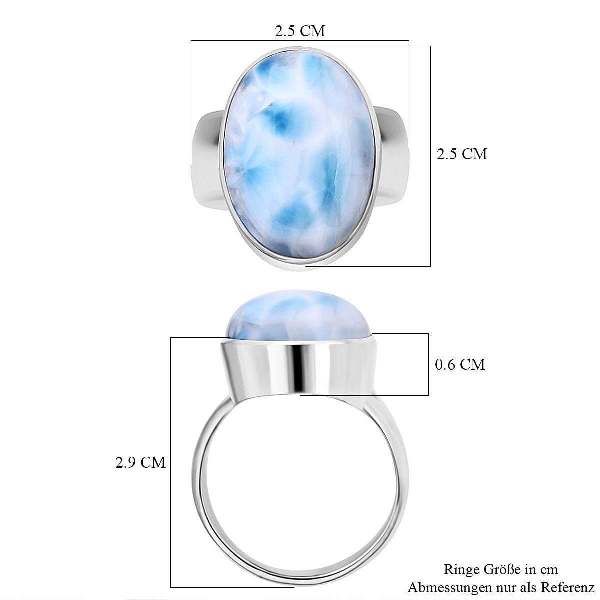 Larimar 21.03 ctw Ring in Sterling Silver (Size 11.5)