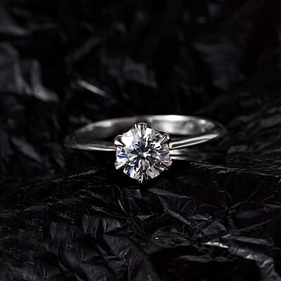 Moissanite Solitaire Ring in Platinum Over Sterling Silver (Size 10.0) 0.75 ctw