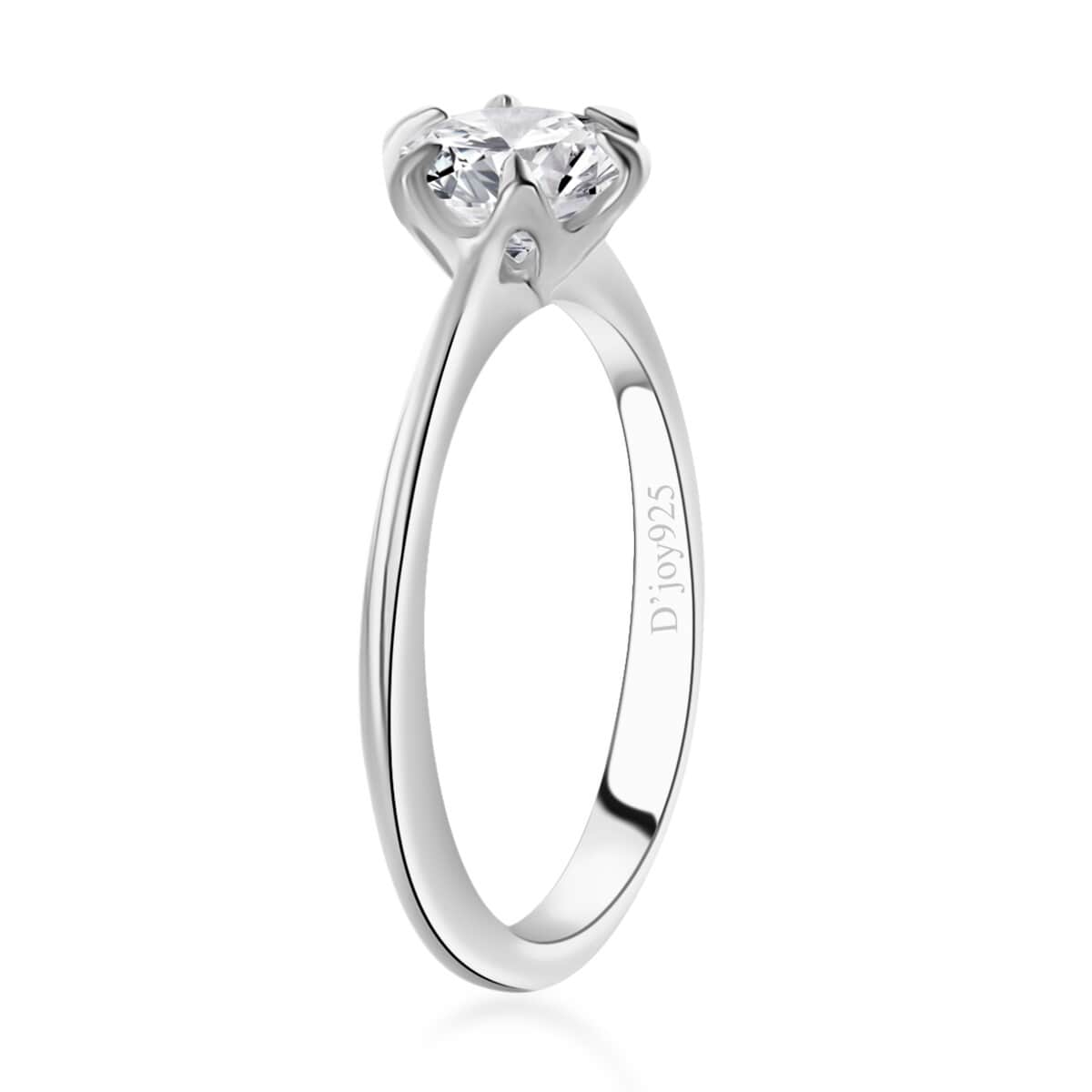 Moissanite (Rnd 6mm) Solitaire Ring in Platinum Over Sterling Silver (Size 10.0) 0.75 ctw image number 4