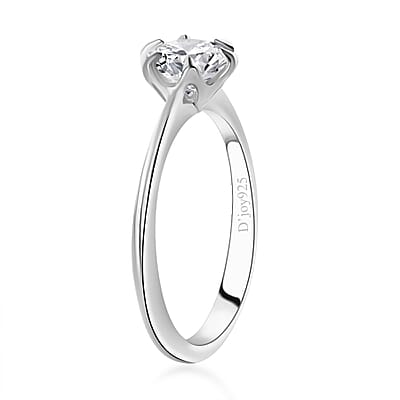 Moissanite Solitaire Ring in Platinum Over Sterling Silver (Size 10.0) 0.75 ctw