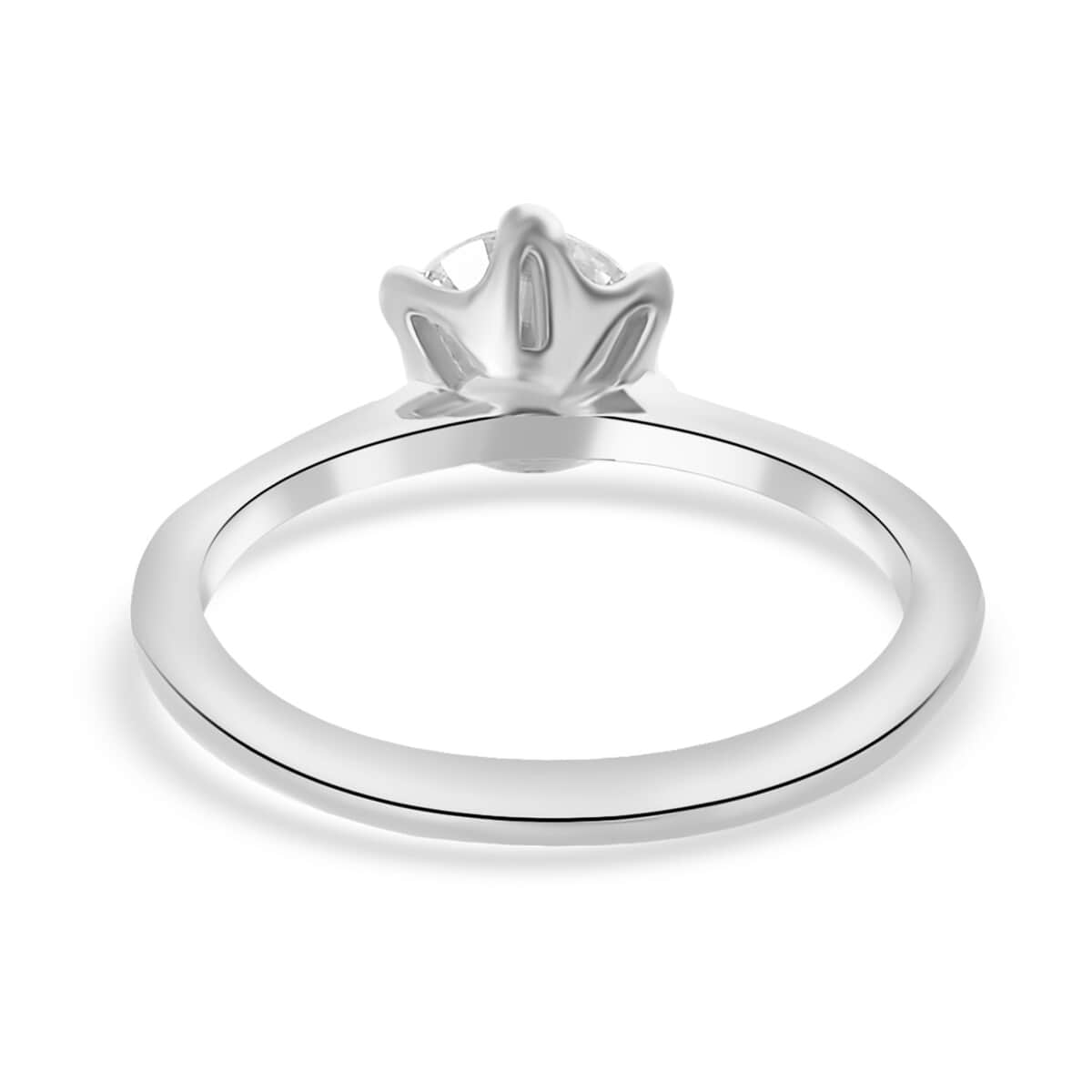 Moissanite Solitaire Ring in Platinum Over Sterling Silver (Size 7.0) 0.75 ctw image number 5