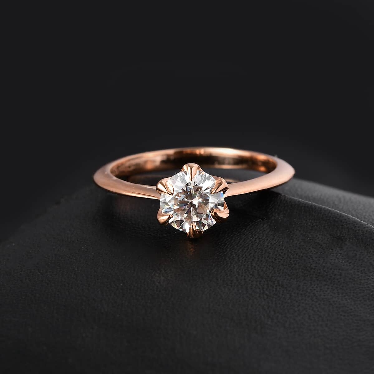 Moissanite Solitaire Ring in Vermeil Rose Gold Over Sterling Silver (Size 10.0) 0.75 ctw image number 2