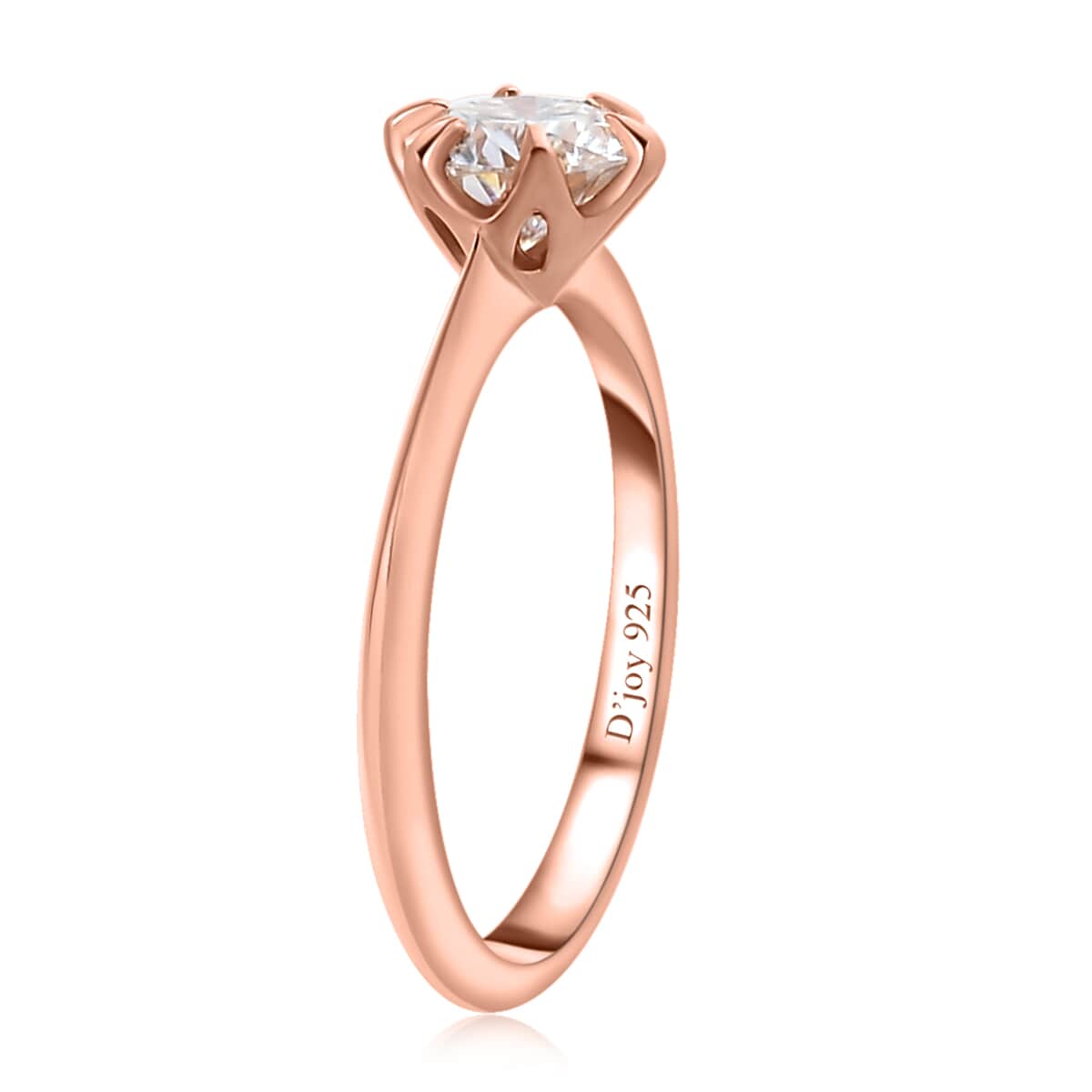 Moissanite Solitaire Ring in Vermeil Rose Gold Over Sterling Silver (Size 6.0) 0.75 ctw image number 4