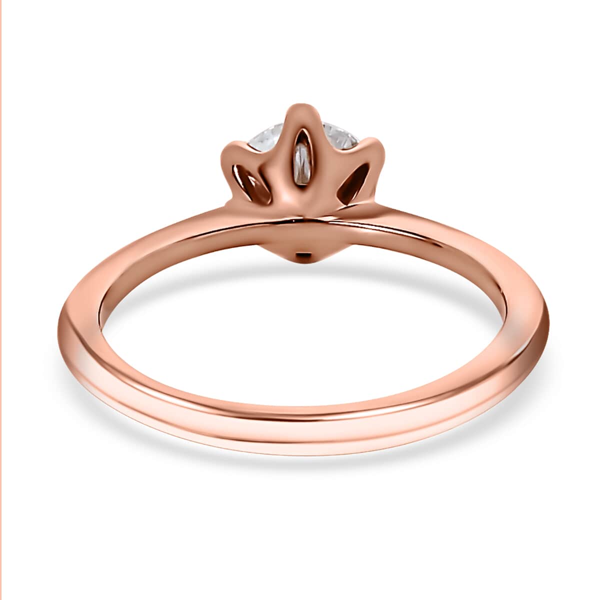 Moissanite Solitaire Ring in Vermeil Rose Gold Over Sterling Silver (Size 6.0) 0.75 ctw image number 5