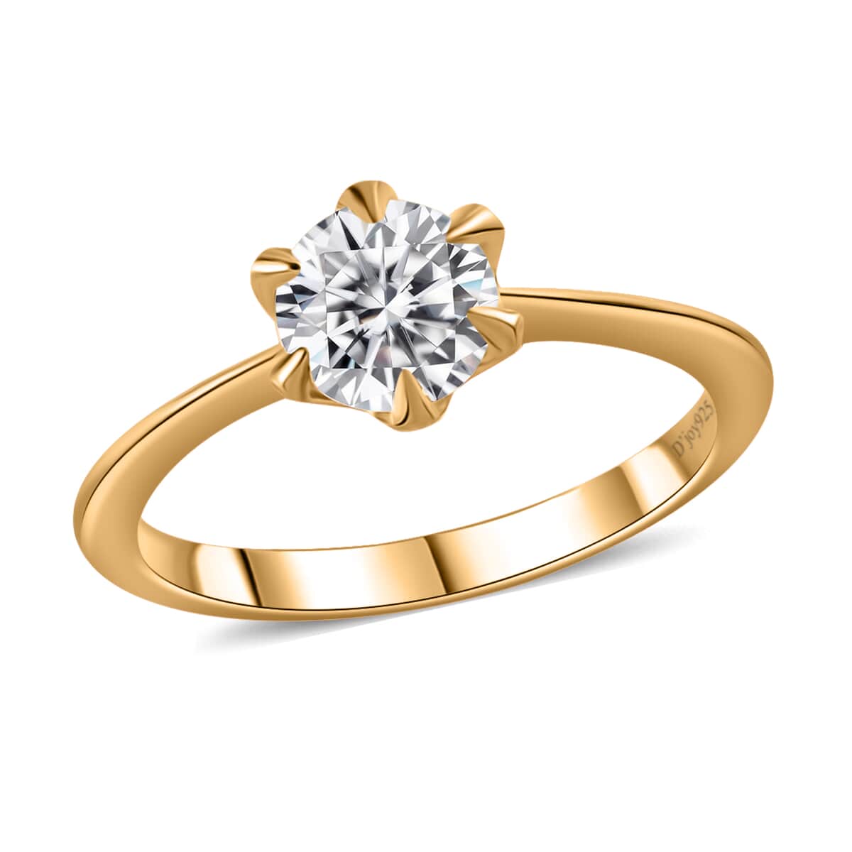 Moissanite Solitaire Ring in Vermeil Yellow Gold Over Sterling Silver (Size 10.0) 0.75 ctw image number 0