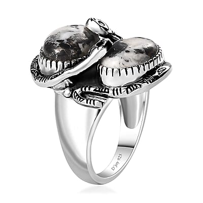 Artisan Crafted White Buffalo Snake Ring in Black Oxidized Sterling Silver (Size 10.0) 7.75 ctw