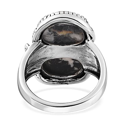 Artisan Crafted White Buffalo Snake Ring in Black Oxidized Sterling Silver (Size 10.0) 7.75 ctw