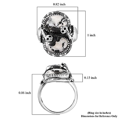 Artisan Crafted White Buffalo Snake Ring in Black Oxidized Sterling Silver (Size 10.0) 7.75 ctw