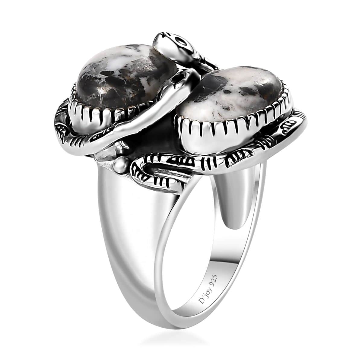 Artisan Crafted White Buffalo Snake Ring in Black Oxidized Sterling Silver (Size 7.0) 7.75 ctw image number 3