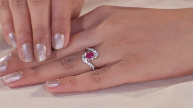 Niassa Ruby (FF), White Zircon Ring in Platinum Over Sterling Silver (Size 6.0) 1.60 ctw