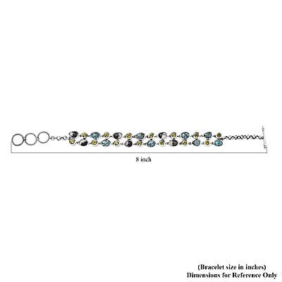 Artisan Crafted White Buffalo, Blue Moon Turquoise and Arizona Peridot Bracelet in Sterling Silver (6.50-8.0In) 15.00 ctw