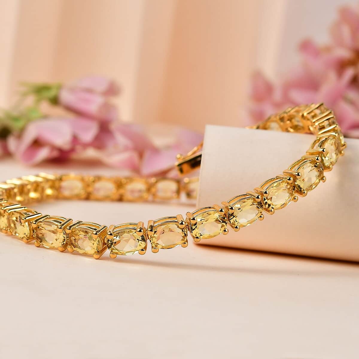 Brazilian Heliodor Tennis Bracelet in Vermeil Yellow Gold Over Sterling Silver (8.00 In) 20.20 ctw image number 1