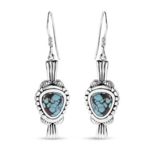 Artisan Crafted Blue Moon Turquoise Earrings in Sterling Silver 6.30 ctw