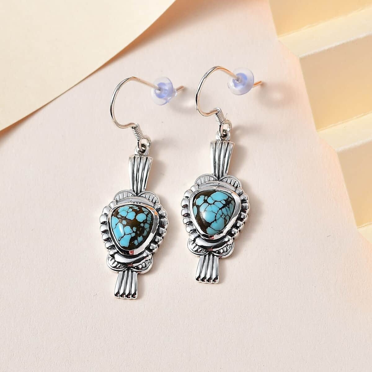 Artisan Crafted Blue Moon Turquoise Earrings in Sterling Silver 6.30 ctw image number 1