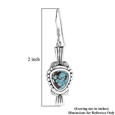 Artisan Crafted Blue Moon Turquoise Earrings in Sterling Silver 6.30 ctw
