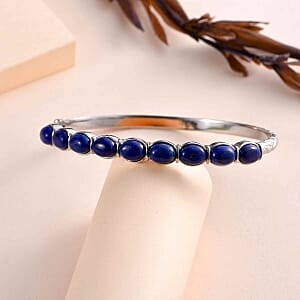 Lapis Lazuli Full Bangle 18.00 ctw Bracelet in Stainless Steel (7.50 In)