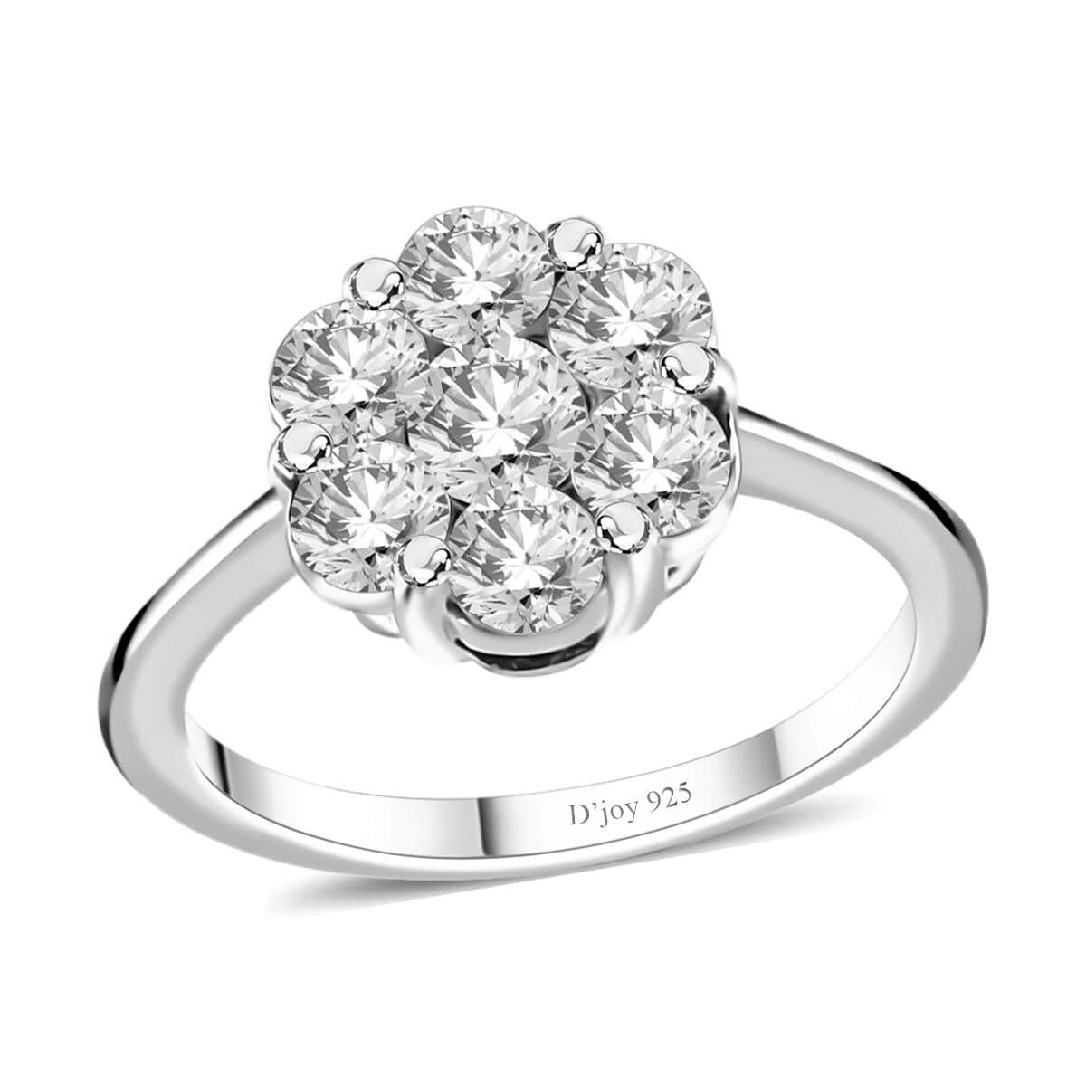 Moissanite Floral Ring in Platinum Over Sterling Silver (Size 5.0) 1.15 ctw image number 0