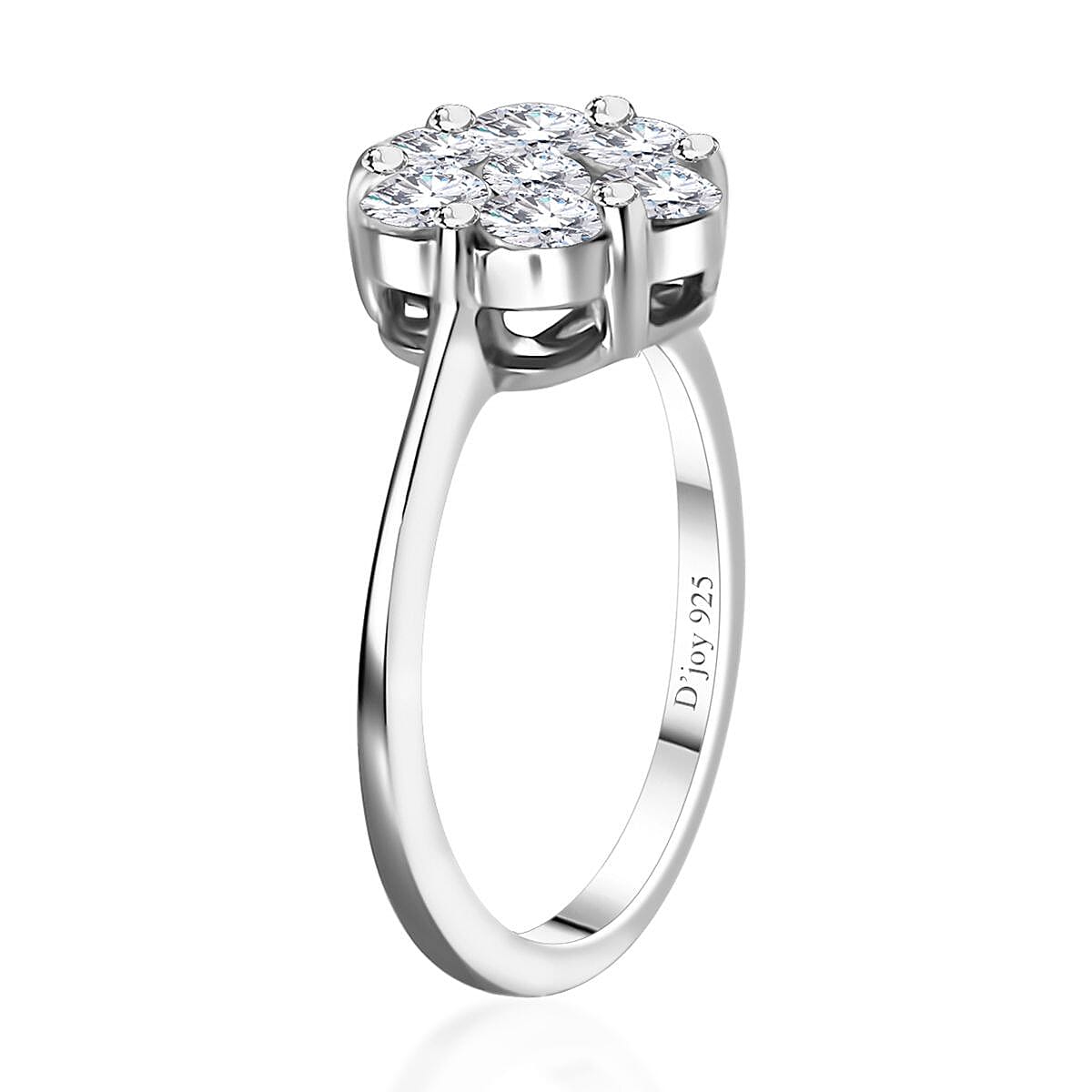 Moissanite Floral Ring in Platinum Over Sterling Silver (Size 5.0) 1.15 ctw