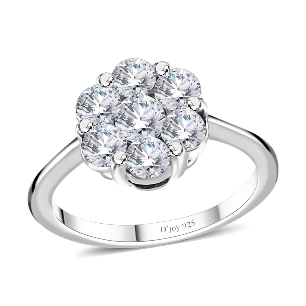 Moissanite Floral Ring in Platinum Over Sterling Silver (Size 7.0) 1.15 ctw image number 0