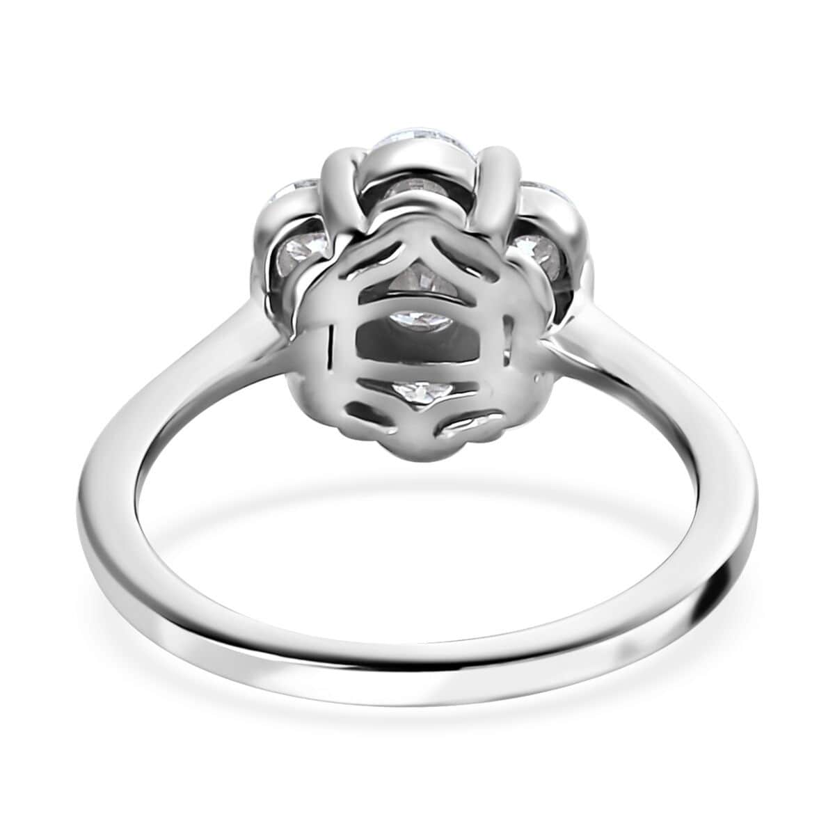 Moissanite Floral Ring in Platinum Over Sterling Silver (Size 7.0) 1.15 ctw image number 5