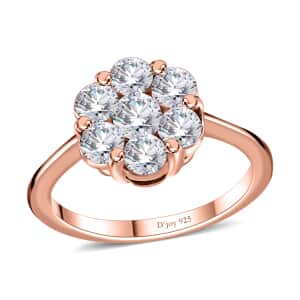 Moissanite Floral Ring in Vermeil Rose Gold Over Sterling Silver (Size 5.0) 1.15 ctw