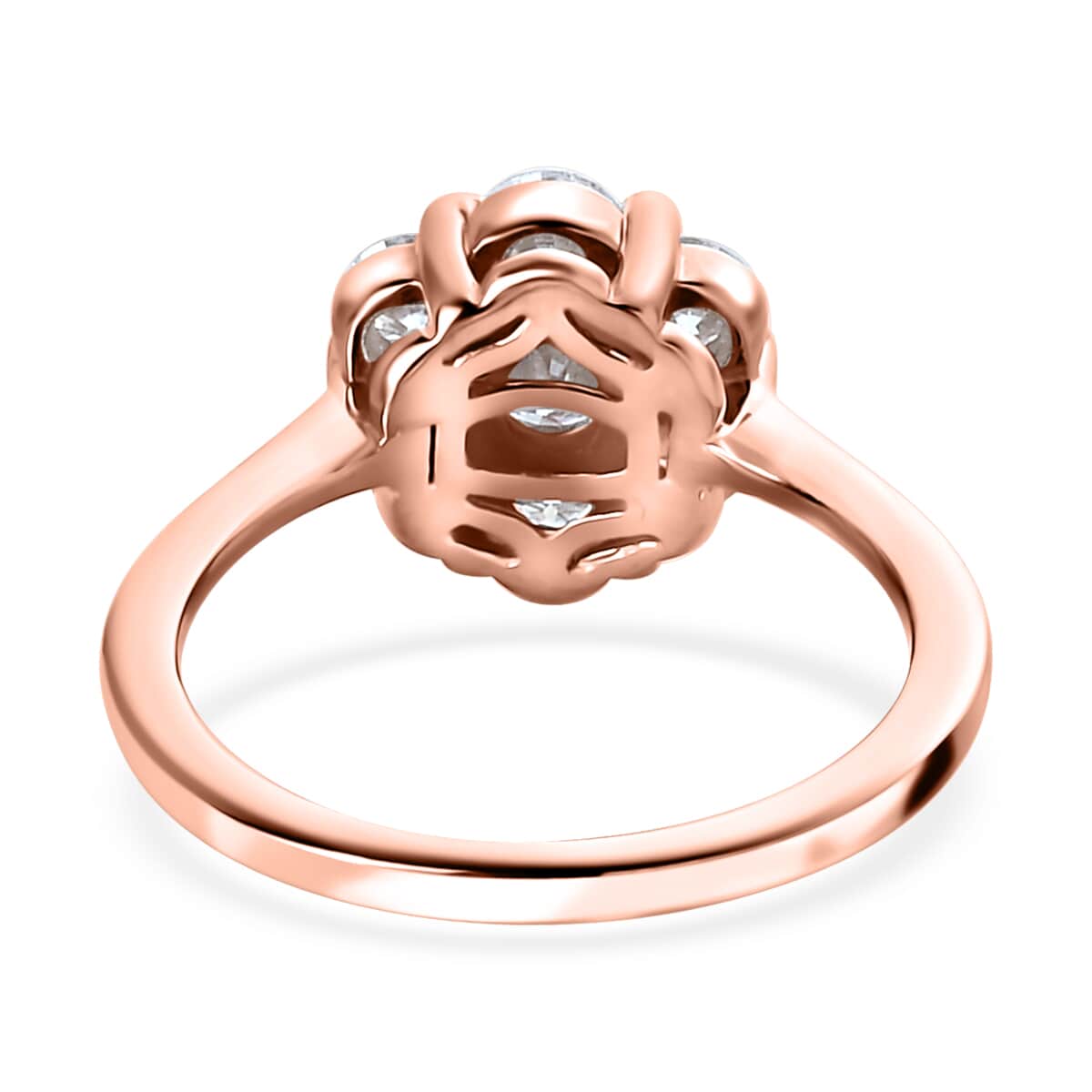 Moissanite Floral Ring in Vermeil Rose Gold Over Sterling Silver (Size 5.0) 1.15 ctw image number 5