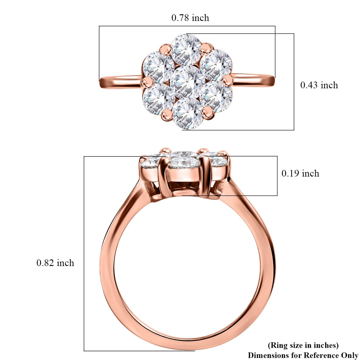 Moissanite Floral Ring in Vermeil Rose Gold Over Sterling Silver (Size 5.0) 1.15 ctw image number 6