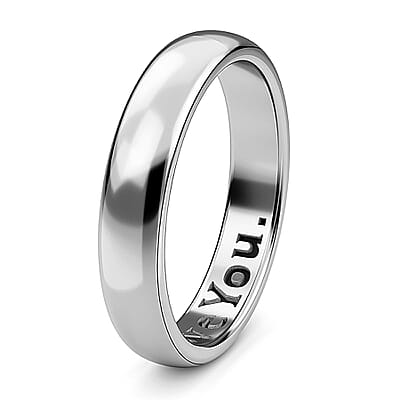 Platinum Over Sterling Silver I Love You Engraved Band Ring (Size 5.0) 2.50 Grams