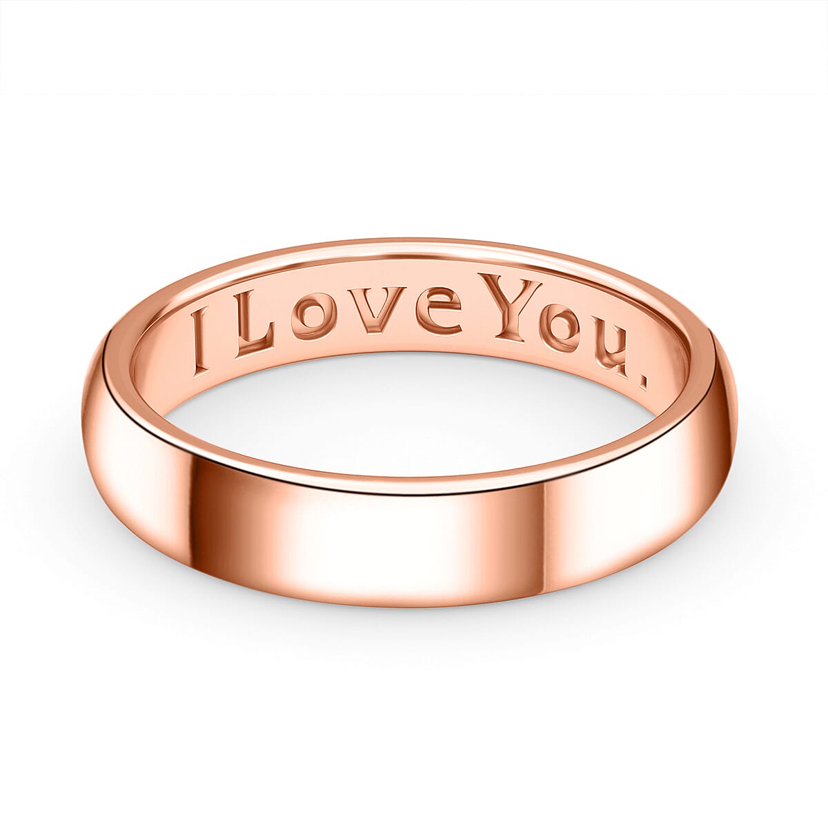 Vermeil Rose Gold Over Sterling Silver I Love You Engraved Band Ring (Size 6.0) 2.50 Grams image number 4