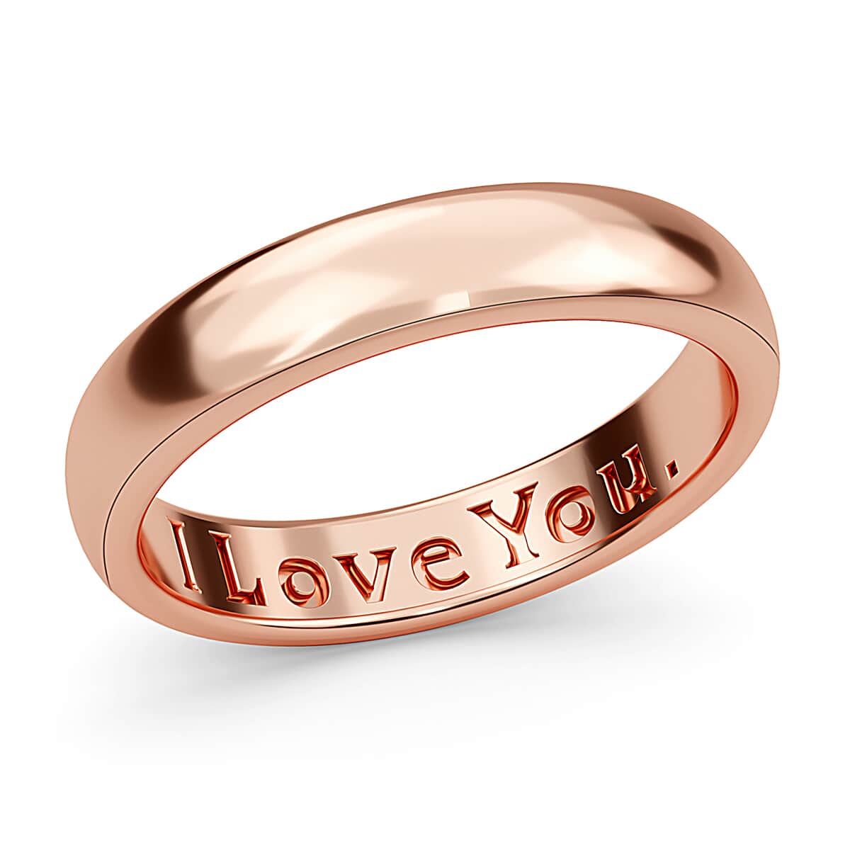 Vermeil Rose Gold Over Sterling Silver I Love You Engraved Band Ring (Size 8.0) 2.50 Grams image number 0