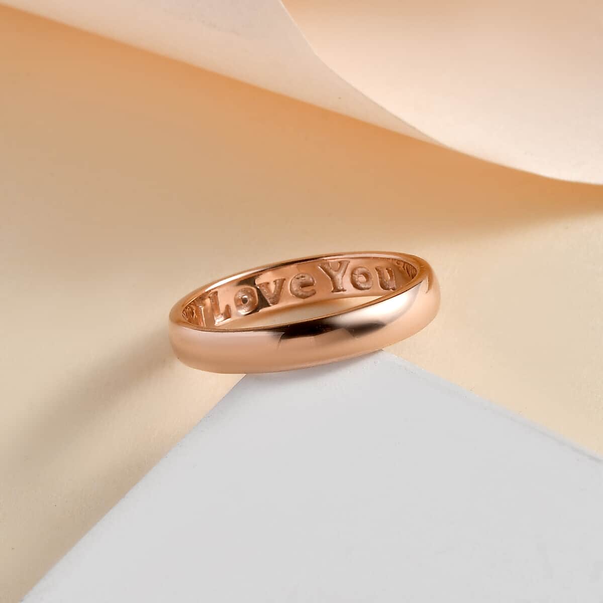 Vermeil Rose Gold Over Sterling Silver I Love You Engraved Band Ring (Size 8.0) 2.50 Grams image number 1