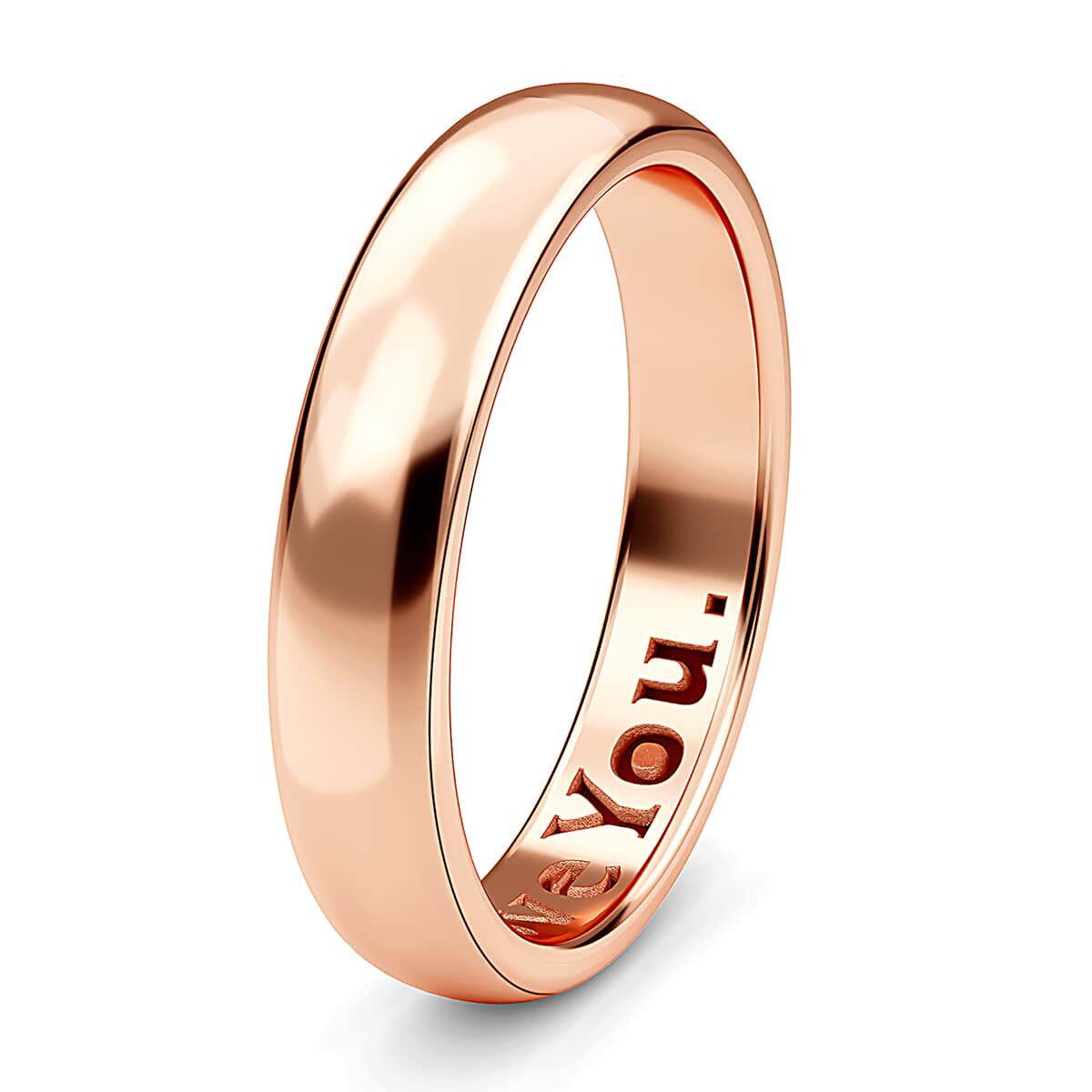 Vermeil Rose Gold Over Sterling Silver I Love You Engraved Band Ring (Size 8.0) 2.50 Grams image number 3