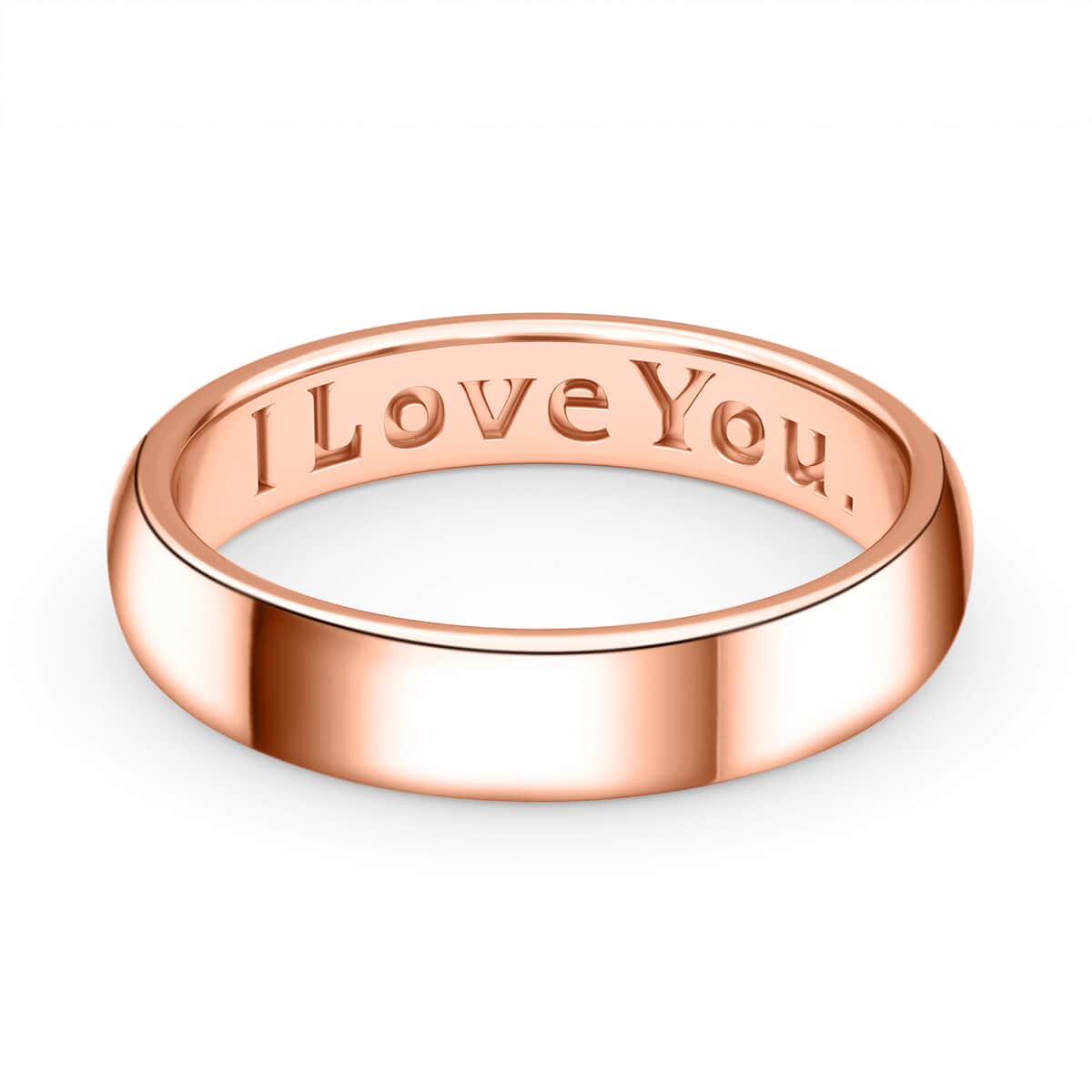 Vermeil Rose Gold Over Sterling Silver I Love You Engraved Band Ring (Size 8.0) 2.50 Grams image number 4