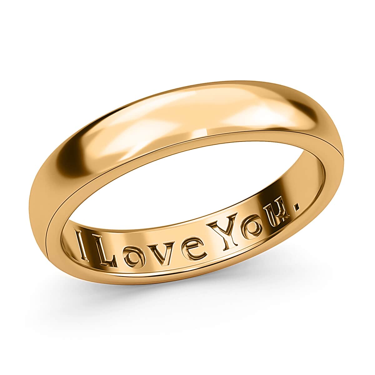 Vermeil Yellow Gold Over Sterling Silver I Love You Engraved Band Ring (Size 8.0) 2.50 Grams image number 0