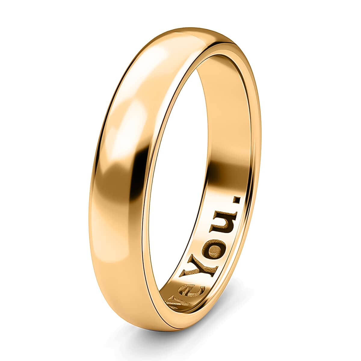 Vermeil Yellow Gold Over Sterling Silver I Love You Engraved Band Ring (Size 8.0) 2.50 Grams image number 3