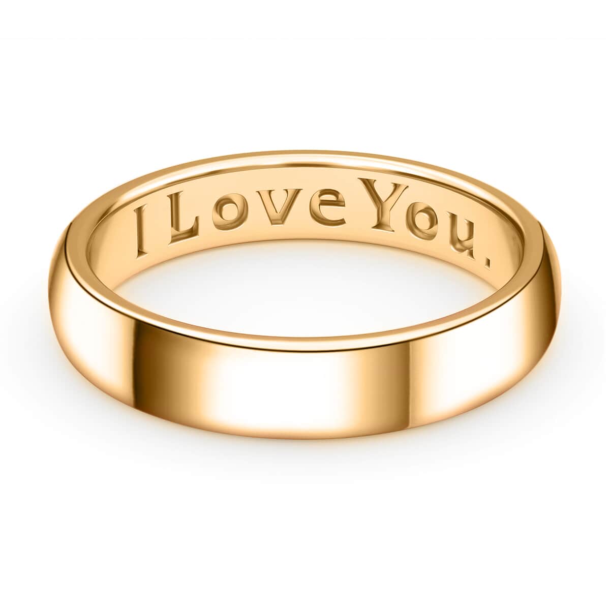 Vermeil Yellow Gold Over Sterling Silver I Love You Engraved Band Ring (Size 8.0) 2.50 Grams image number 4