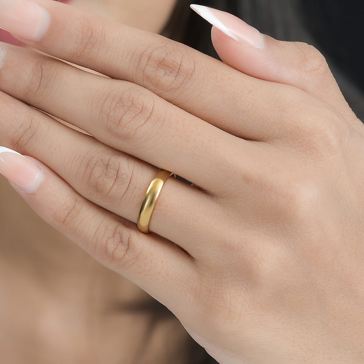 Vermeil Yellow Gold Over Sterling Silver I Love You Engraved Band Ring (Size 9.0) 2.50 Grams image number 2