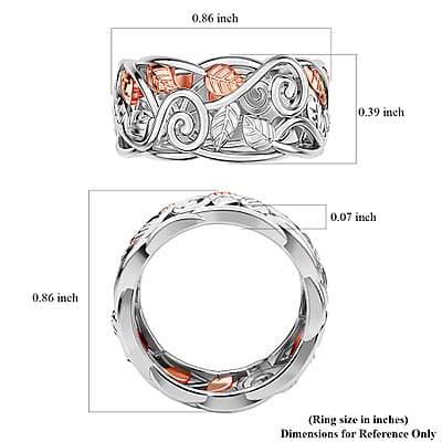 14K Rose Gold Over and Sterling Silver Leafs Ring (Size 5.0) 4.25 Grams